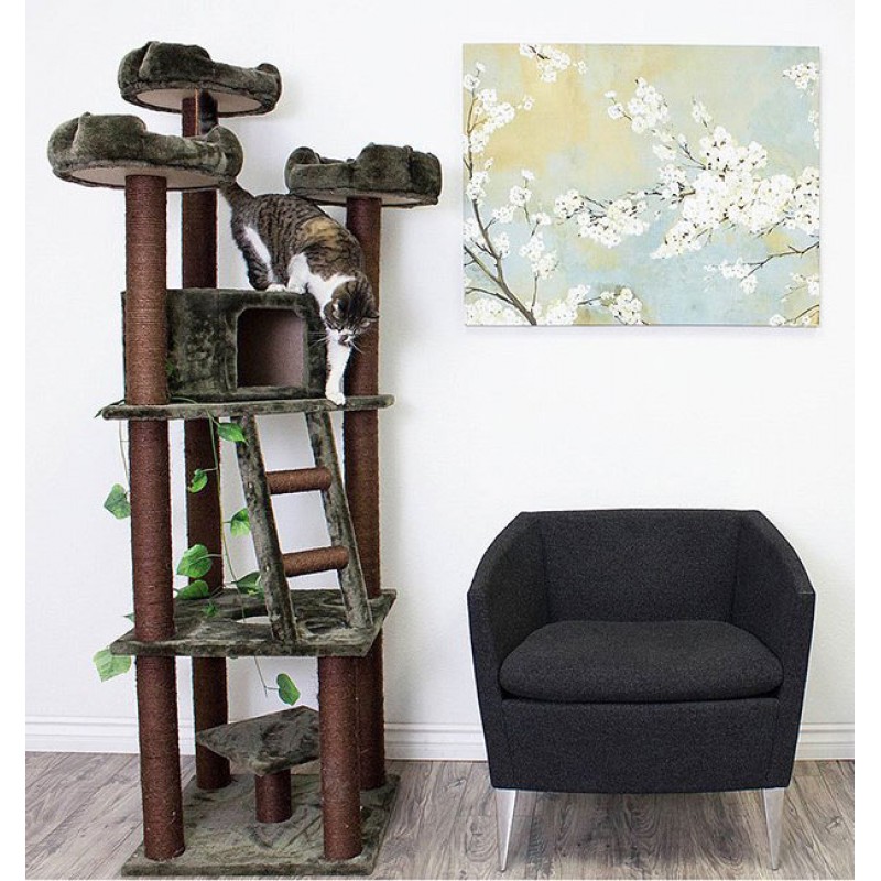 Large natural looking cat tree with leaves