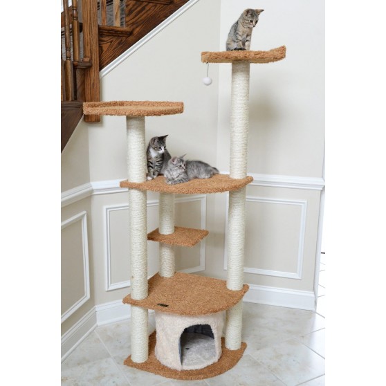 Six Level Cat Scratching Tower in Brown