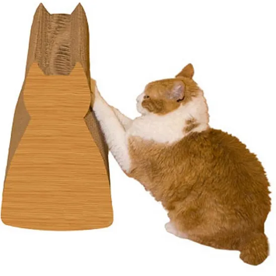 Cat-shaped scratcher - wood grain