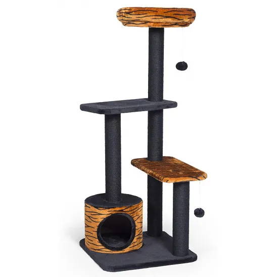 Black/tiger print cat stand
