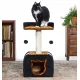Cat Hideaway with Perch in Black/Tiger Print Design