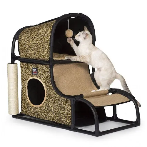 Plush Cat Activity Center in Leopard Print