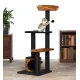 Kitty Tree in Black/Tiger Print with Jute Scratching Posts