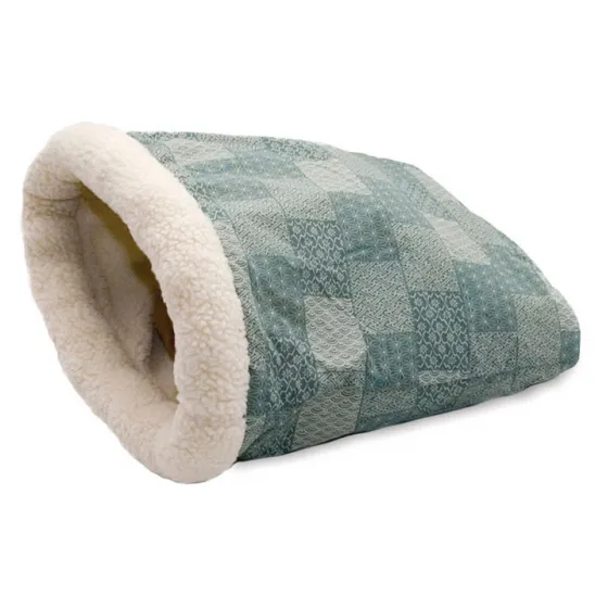 Plush Cat Sack-Bed in Teal
