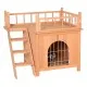 2-tier Wood Kitty House with Stairs and Balcony