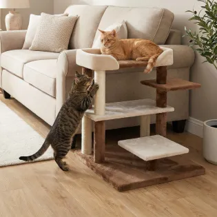 3-Step Cat Furniture for Couch or Window with Sisal Posts