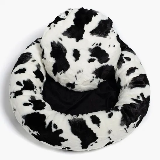 Black and white donut cat bed
