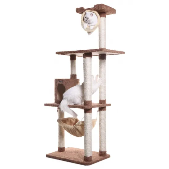 Brown Cat Stand with Tunnel & Hammock