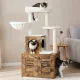 Brown cat tree with large litter box enclosure