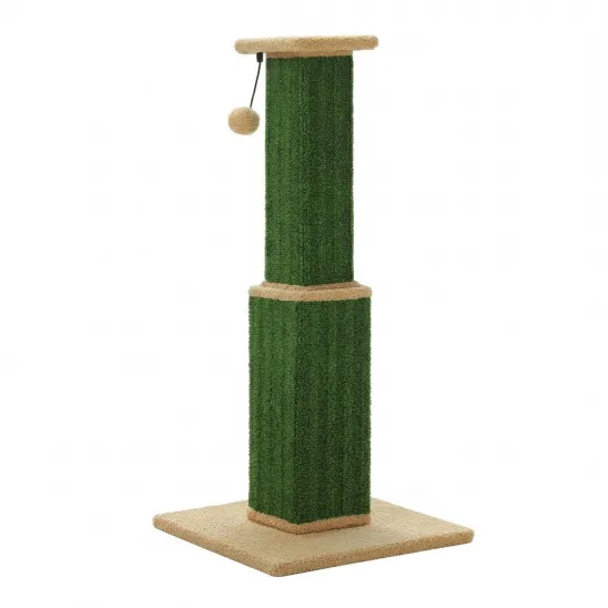 Carpet cat scratcher with small perch on top