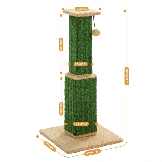 Carpet Cat Scratching Post with Perch for Full Stretching and Play