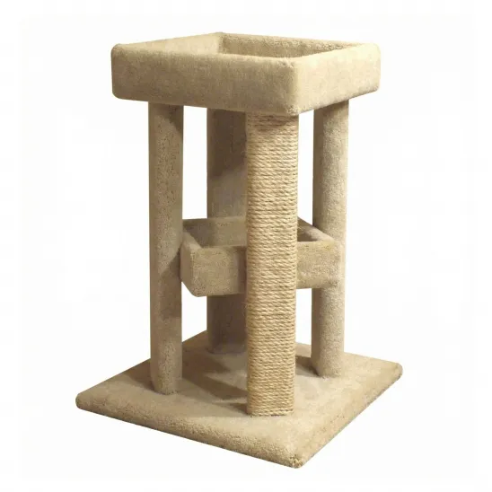 Small carpet cat tree with solid wood posts for large cats