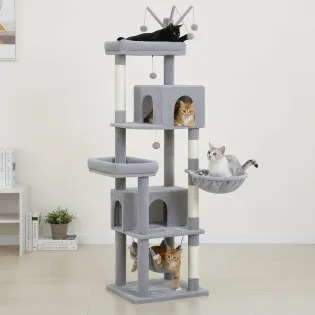 Large Cat Activity Center with Two Hideaways, Hammock & Basket