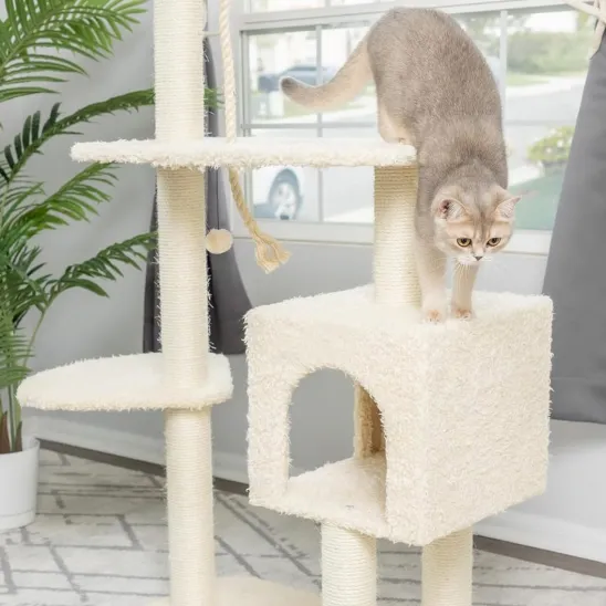 Cat furniture with house and sisal scratching posts