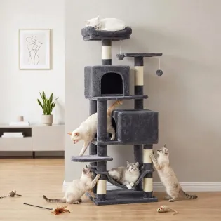 Plush Cat Stand with Hammock & Two Perches