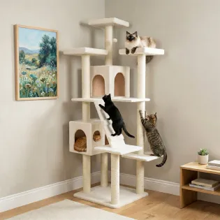 Twelve-level Cat Climbing Gym with Sisal Rope