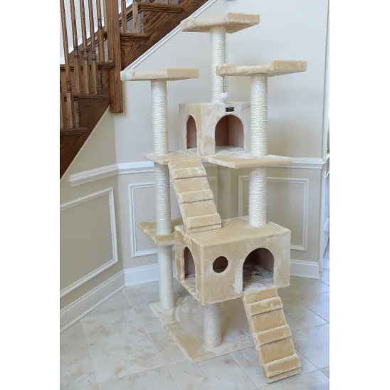 Cat climbing tower