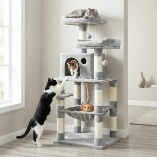 Multi-Level Cat Tree for Big Cats with Hammock