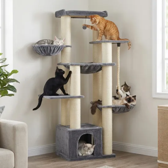 Deluxe Maine Coon cat tower with two hammocks