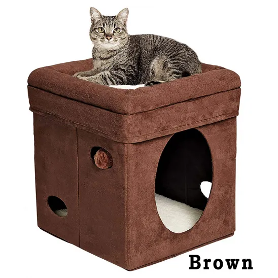 Brown cat ottoman bed