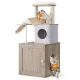 Cat litter box furniture with a hideaway