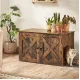 Brown side table for hiding cat litter box
