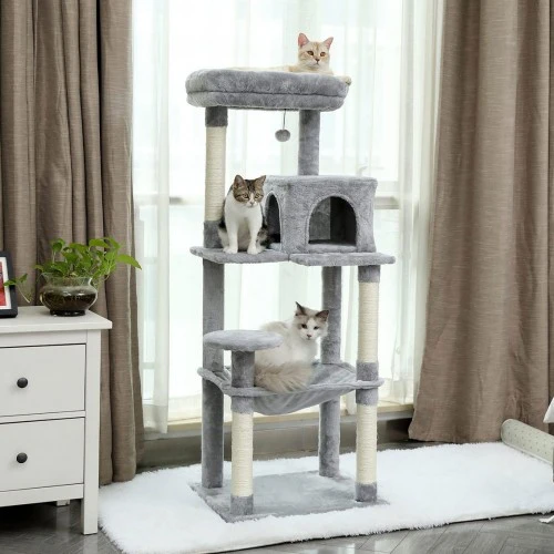 Kitty Scratch Tree with Hammock & Large Bed on Top