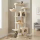 Beige cat tower with hammock and two large perches