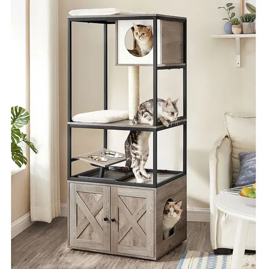 Cat litter box tree in Gray