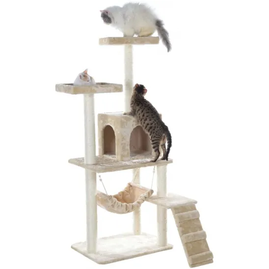 Cat climbing furniture in Beige