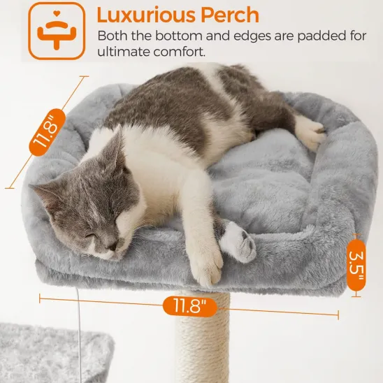 2 well-padded plush cat perches on top