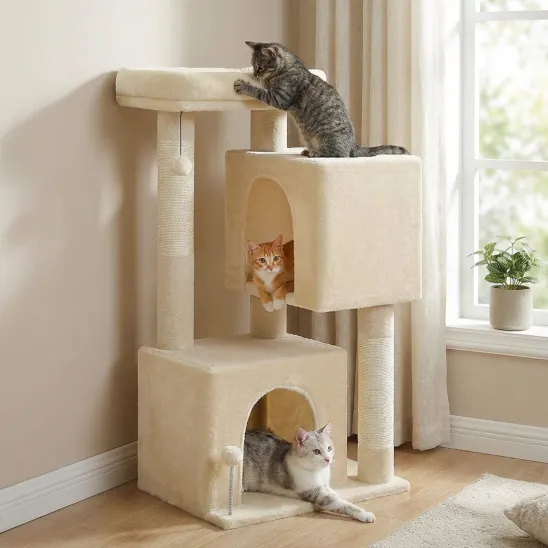 Small Beige and Gray Cat Trees for Large Cats