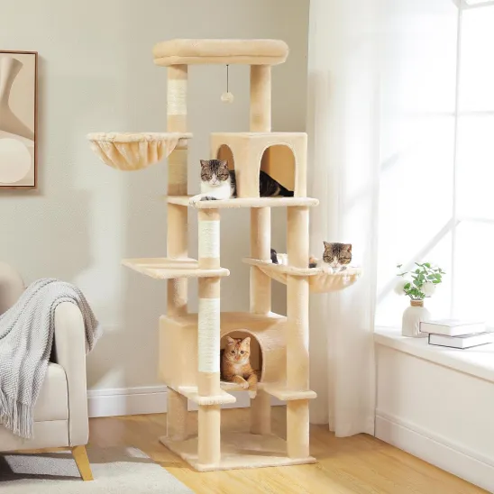 Tall cat condo for large cats in Beige