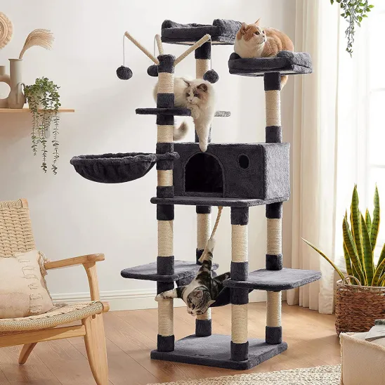 Cat tree for climbing in dark gray