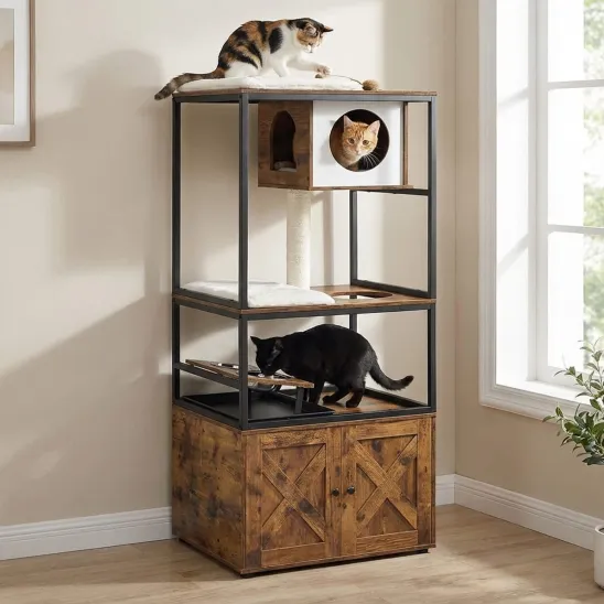Cat litter box tower in Brown