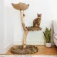Corner cat furniture with solid wood posts in brown