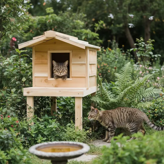 Elevated shelter for feral/stray cats