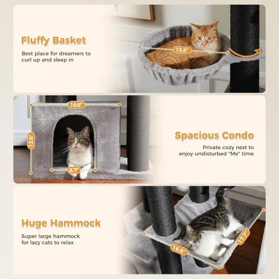 Enlarged cat hammock, condo & basket