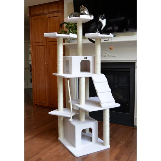 Large Cat Tower with Two Houses & Sisal Rope