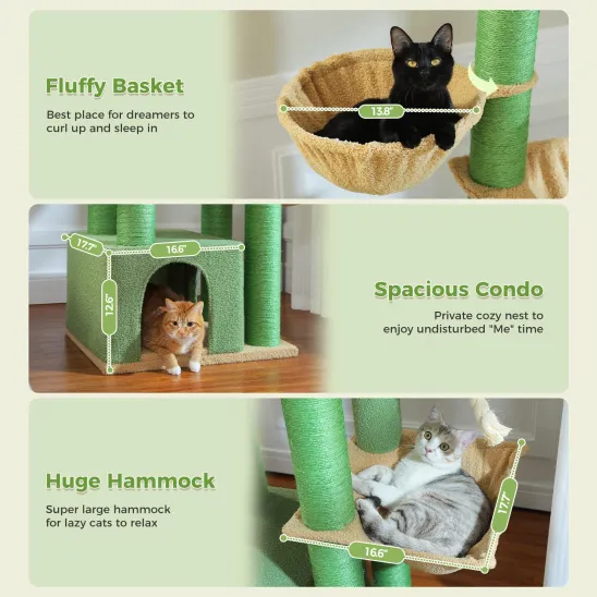 Extra spacious cat tree with multiple resting spots for Maine Coon cats
