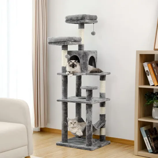 Cat tower with condo in Gray