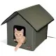 Heated cat house in Olive Green