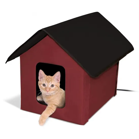 Kitty house with heating pad in Red/Black