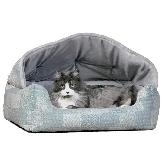 Large cat bed hooded in Teal