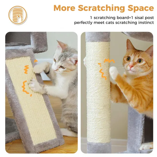 Inclined scratching board and one sisal post