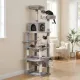 Gray cat tower for indoor cats