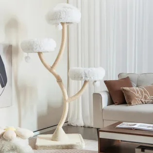 Stylish Metal Frame Cat Tower with 3 Cozy Perches