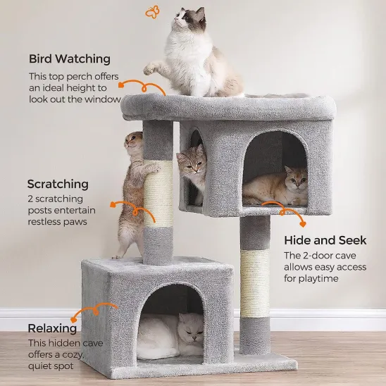 Multi-functional cat playground with two large condos