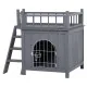 2-Level cat house for outdoor cats in Gray