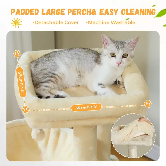 Padded cat perch on top with removable cover